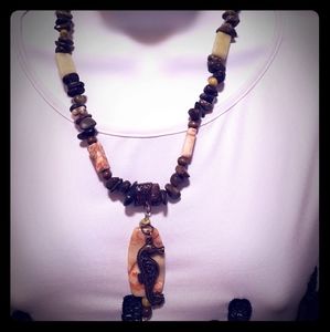 Women's fashion necklace with antique seahorse